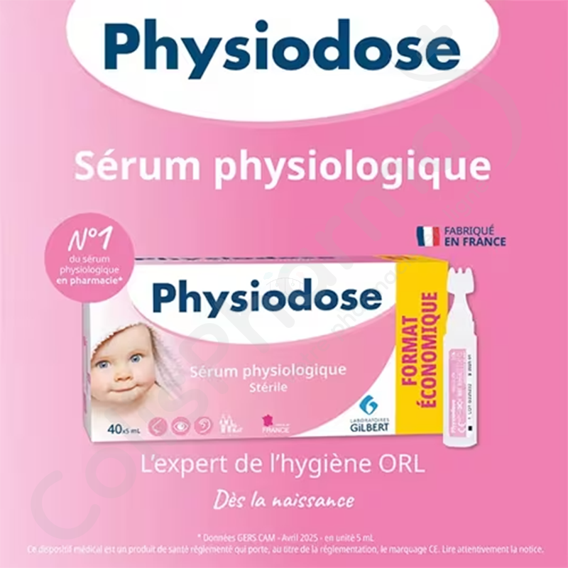 Sérum physiologique Physiodose stérile 40×5 ml